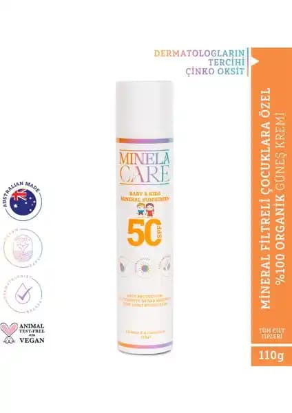 Minela Care Organik Mineral Filtreli Bebek ve Çocuk Güneş Kremi SPF 50 Güvenli ve Doğal Koruma Sağlar