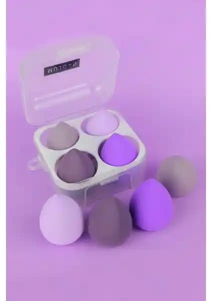 Mükkemmel Sonuçlar İçin MUJGAN 4'lü Standlı Mor Makyaj Süngeri Seti