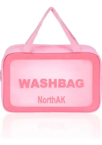 NorthAK Şeffaf Seyahat Makyaj Çantası Büyük Boy Dayanıklı ve Şık Tasarım