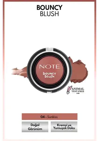 Note Bouncy Blush Yumuşak Kremsi Allık 04 Sunkiss Güneşten Yanmış Doğal Görünüm İçin
