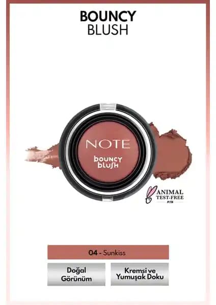 Note Bouncy Blush Yumuşak Kremsi Allık 04 Sunkiss Güneşten Yanmış Doğal Görünüm İçin