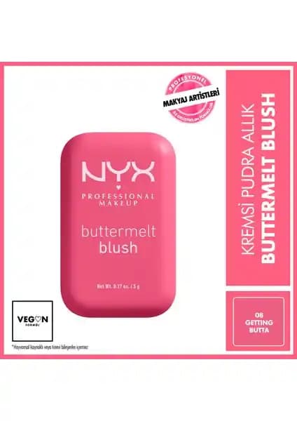 NYX Buttermelt Blush Pembe Rüya: Yüksek Pigmentli ve Doğal Görünüm Sağlayan Krem Allık