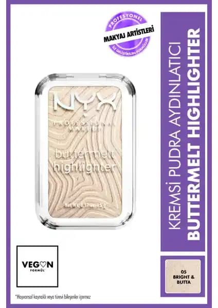 NYX Buttermelt Highlighter Kremsi Pudra 05 Bright & Butta Doğal ve Parlak Görünüm Sağlar