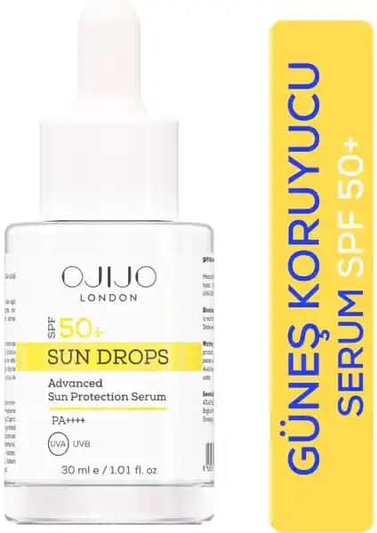 Ojijo London SPF 50+ Güneş Kremi Sun Drops Yüz Güneş Serumu Güçlü Koruma