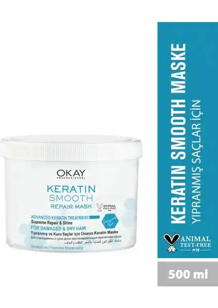 Okay Keratin Smooth Onarıcı Saç Maskesi ile Saçlarınızda Güç ve Parlaklık Sağlayın