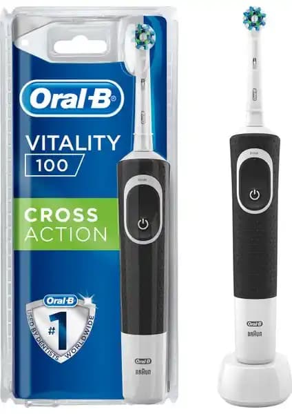 Oral-B D100 Siyah Crossaction Şarjlı Diş Fırçası ile Günlük Ağız Bakımını Geliştirin