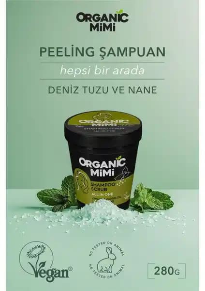 Organik Mimi Hepsi Bir Arada Deniz Tuzu ve Nane Peeling Şampuanı Saç Sağlığını Destekler