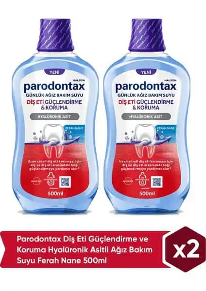 Parodontax Hyalüronik Asitli Ağız Bakım Suyu Diş Eti Güçlendirme ve Koruma 500 ml X2
