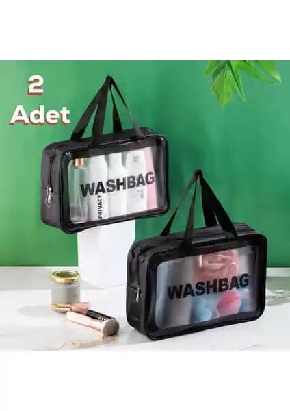 Porsima 3142 İki Bölmeli Şeffaf Seyahat ve Makyaj Çantası Modern ve Fonksiyonel Tasarım