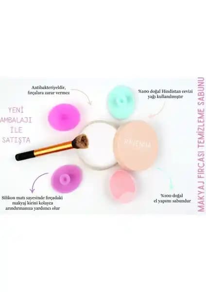 Ravenna Makyaj Fırçası ve Süngeri İçin Doğal Temizleme Sabunu 120g şık metal kutuda