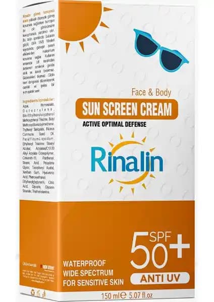 Rinalin Güneş Kremi +50 SPF 150ml yüksek koruma sağlayan güvenilir güneş koruyucu