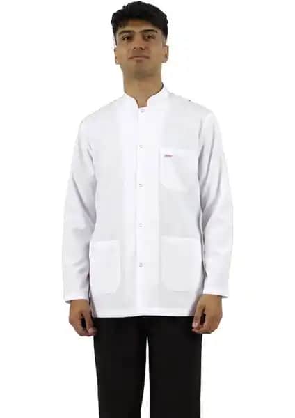 Seza Tekstil Erkek Laboratuvar Önlüğü Hakim Yaka Ceket Beyaz Kaliteli ve Fonksiyonel Tasarım