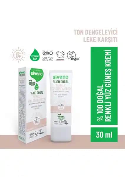 Siveno %100 Doğal Yüz Güneş Kremi Geniş Spektrumlu Koruma ve Doğal Güzellik Sağlar