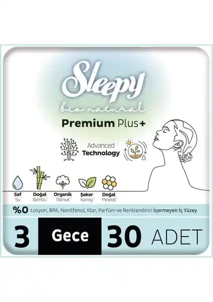 Sleepy Bio Natural Premium Plus Hijyenik Ped Mega Paket Gece Güvenli ve Konforlu Kullanım İçin
