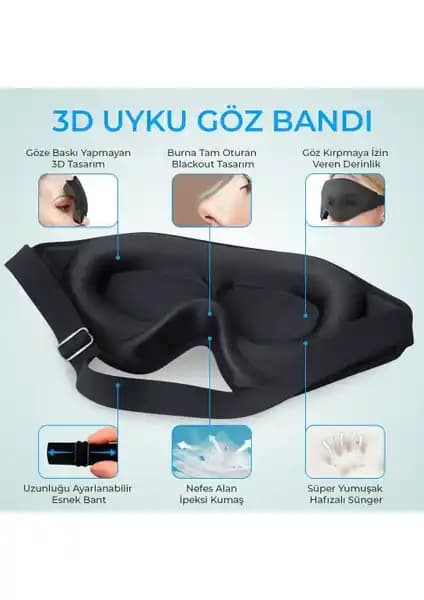 Terapise 3D Uyku Göz Bandı: Konfor ve Işık Engelleme Özellikleriyle Yüksek Performans
