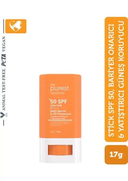 The Purest Solutions Güneş Koruyucu Stick SPF 50 Cilt Onarımı ve Yatıştırıcı Özellikleriyle Günlük Koruma