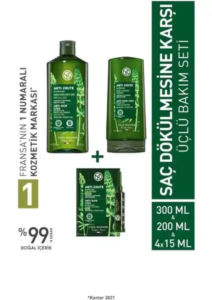 Yves Rocher Saç Dökülmesine Karşı 3'lü Bakım Seti Doğal ve Etik Saç Sağlığı Çözümü