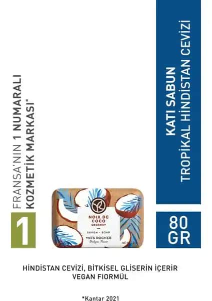 Yves Rocher Tropikal Hindistan Cevizi Katı Sabunu Doğal Temizlik ve Cilt Bakımı İçin Ideal