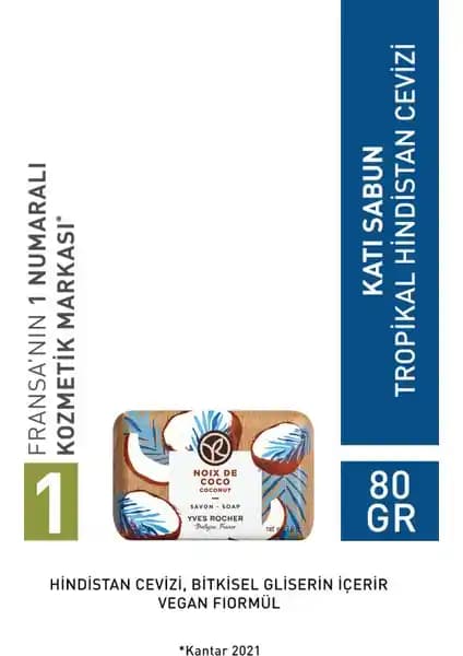 Yves Rocher Tropikal Hindistan Cevizi Katı Sabunu Doğal Temizlik ve Cilt Bakımı İçin Ideal