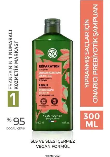 Yves Rocher Yıpranmış Saçlar İçin Onarıcı Prebiyotik Şampuan Doğal ve Güçlendirici Bakım