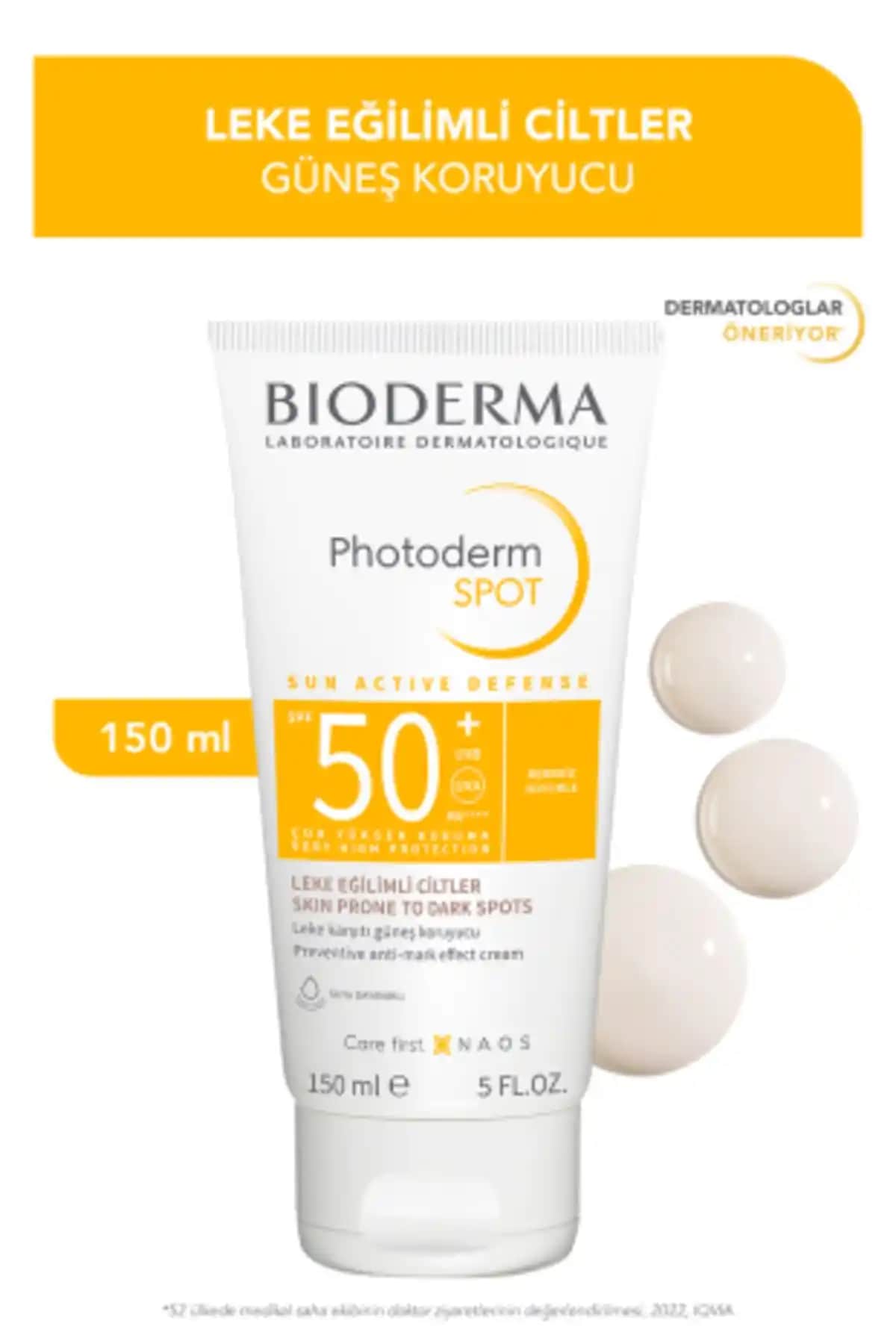 Bioderma Photoderm Spot 150 ml yüksek SPF 50+ su bazlı güneş koruyucu ve leke karşıtı ürün