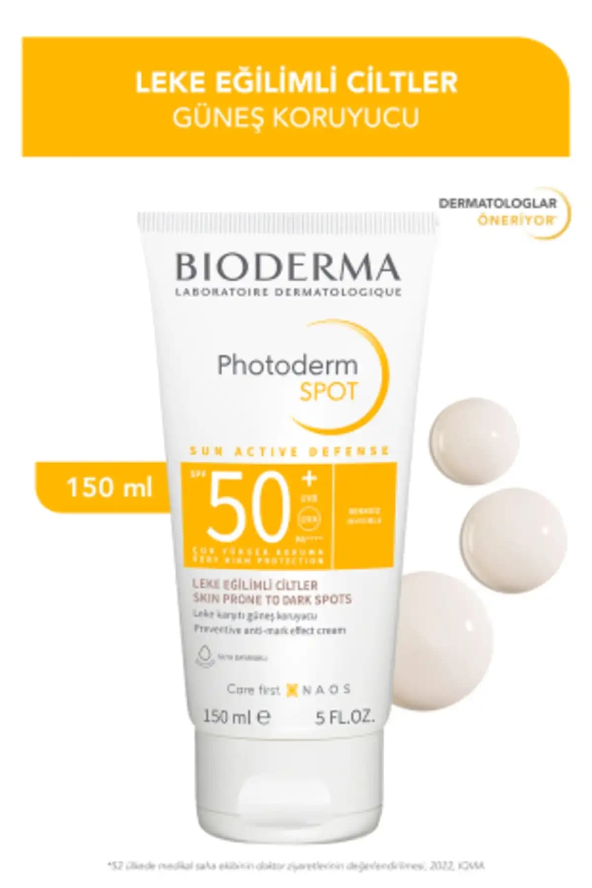 Bioderma Photoderm Spot 150 ml yüksek SPF 50+ su bazlı güneş koruyucu ve leke karşıtı ürün