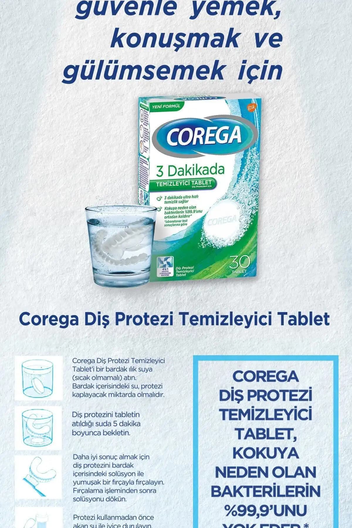 Corega Temizleme Tableti ile Diş Protezleri ve Ağız Aparatları İçin Güçlü Temizlik Çözümü