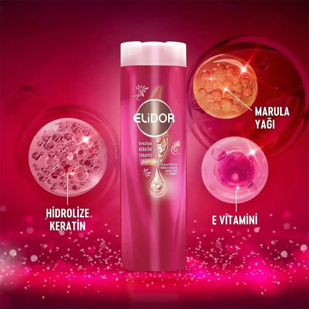 Elidor Brezilya Keratin Şampuan ile Saç Güçlendirme ve Doğal Parlaklık Sağlama