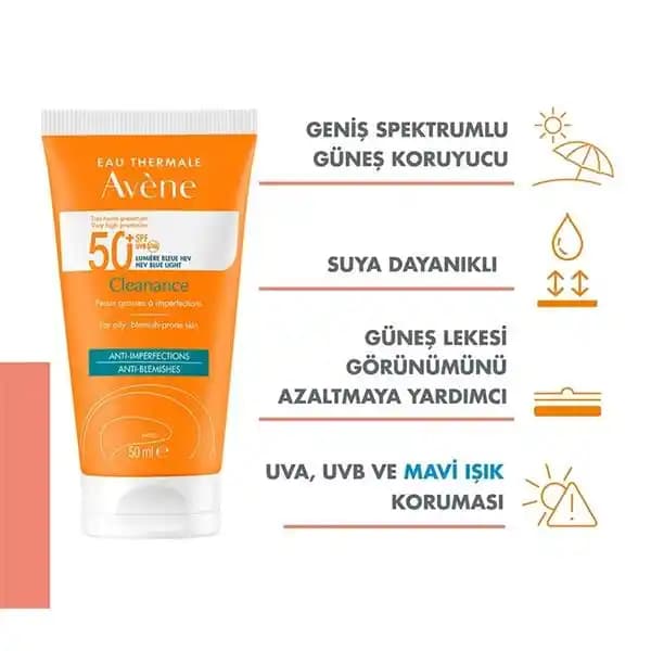 Avène Cleanance Anti Blemishes SPF50+ Güneş Koruyucu Hassas ve Problemli Ciltler İçin