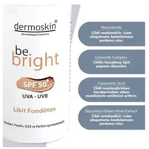 Dermoskin Be Bright Likit Fondöten Light SPF50 ile Günlük Güzellik ve Koruma