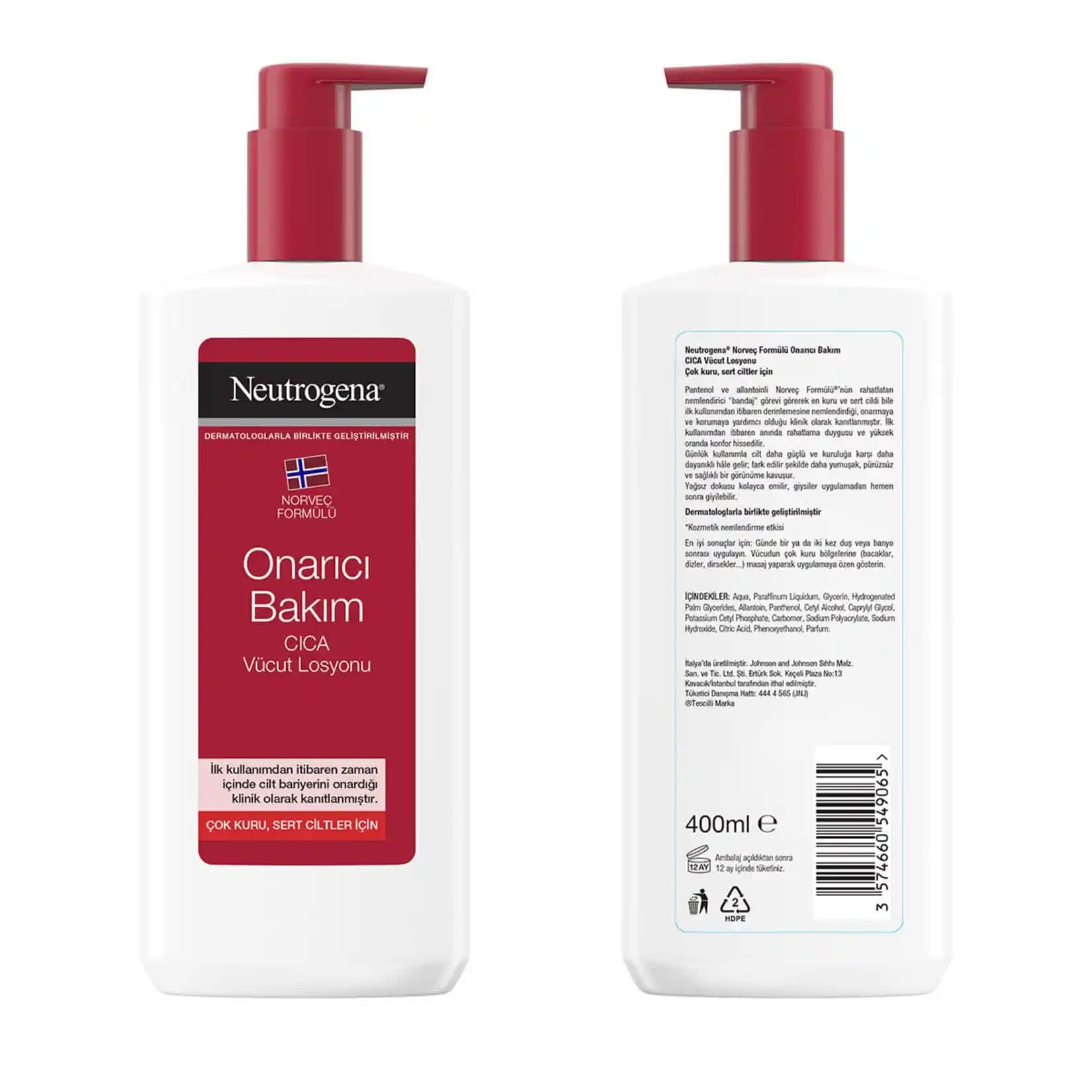 Neutrogena Onarıcı Bakım Vücut Losyonu 400 ml ile sağlıklı ve parlak cilt için ideal çözüm