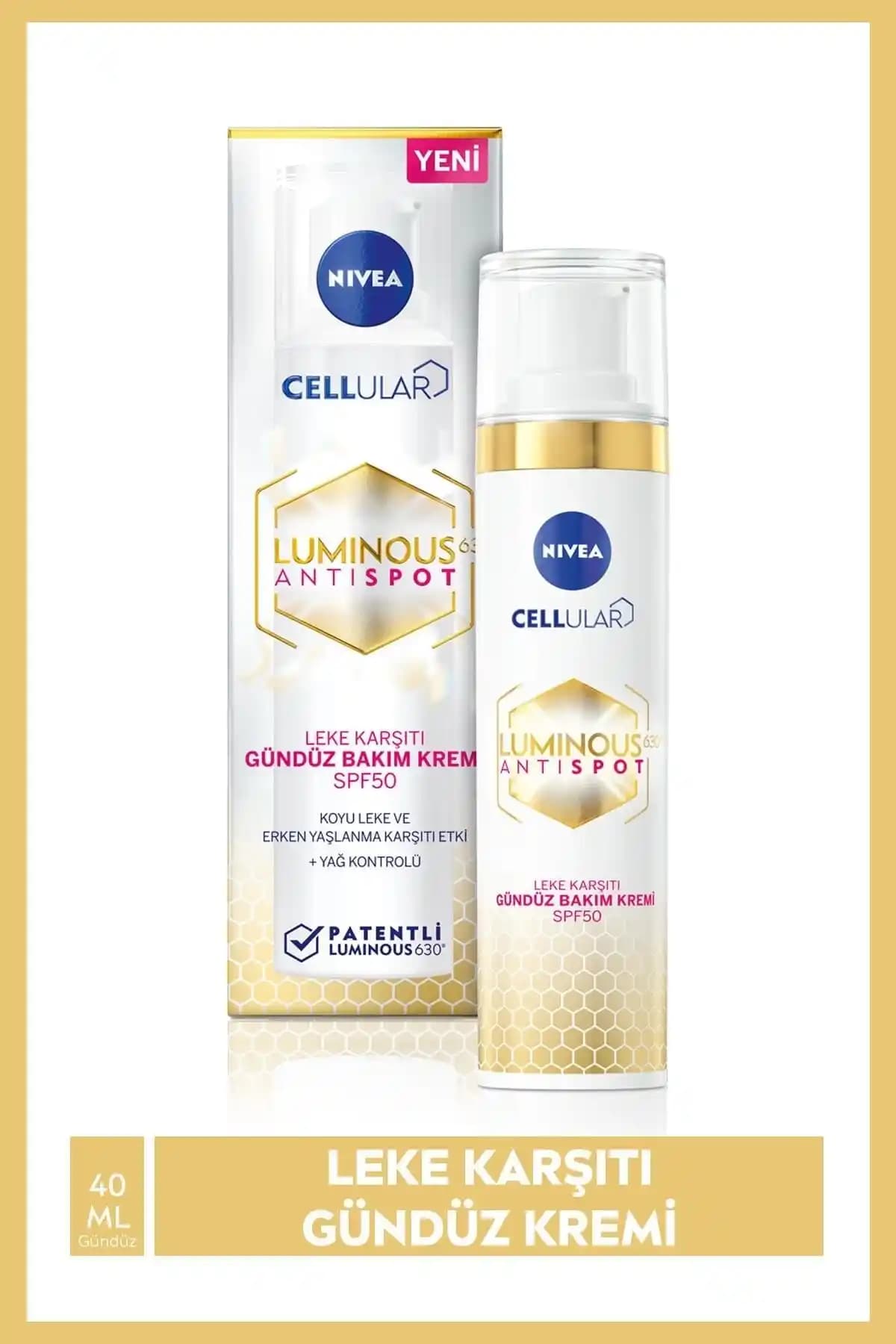 NIVEA Luminous 630 Leke Karşıtı Gündüz Kremi SPF50 ile Günlük Cilt Koruması ve Işıltı Sağlama