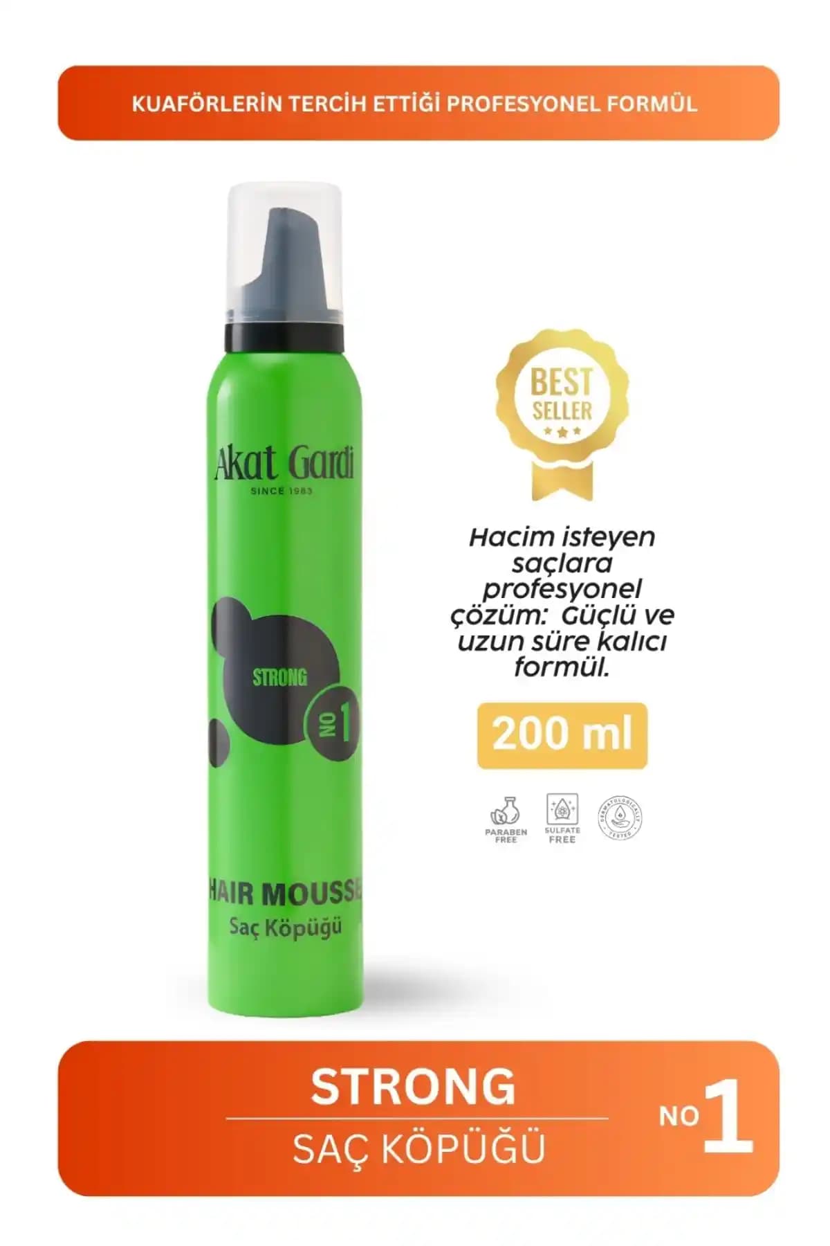 Akat Gardi Saç Köpüğü Güçlü 200 ml – Gün Boyu Hacim ve Doğal Dolgunluk Sağlar