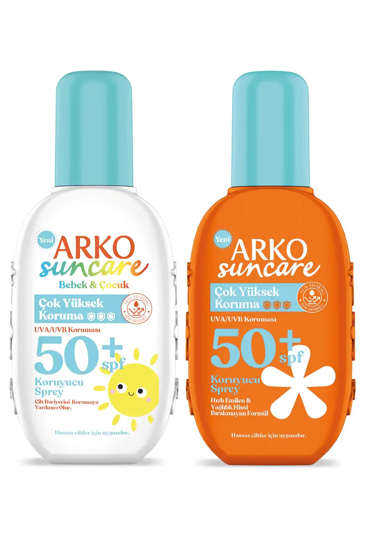 Arko Suncare SPF50 Yaz Seti: Yetişkin ve Çocuklar İçin Suya Dayanıklı Güneş Kremleri