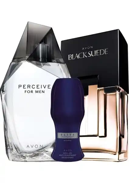 Avon Üçlü Parfüm Seti: Perceive, Black Suede EdT'ler ve Elite Gentleman Roll-on Özellikler