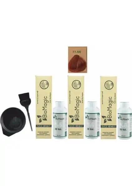 BioMagic Amonyaksız Keratin-Argan Saç Boyası Seti Tarçın Bakır Tonunda Kapama ve Bakım