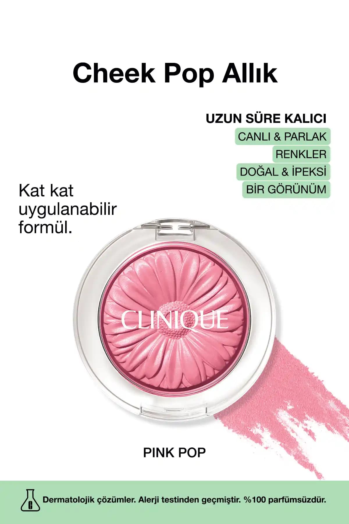 Clinique Cheek Pop Allık Pink Pop: Doğal Pembelik İçin Uzun Ömürlü Stick Formlu Uygulama