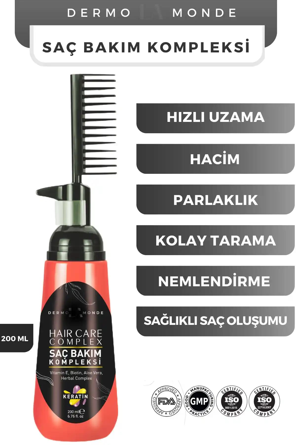 DermoMonde Saç Bakım Kompleksi: Keratin-Biotin-Jojoba Tarak Başlıklı Durulanmaz Formül