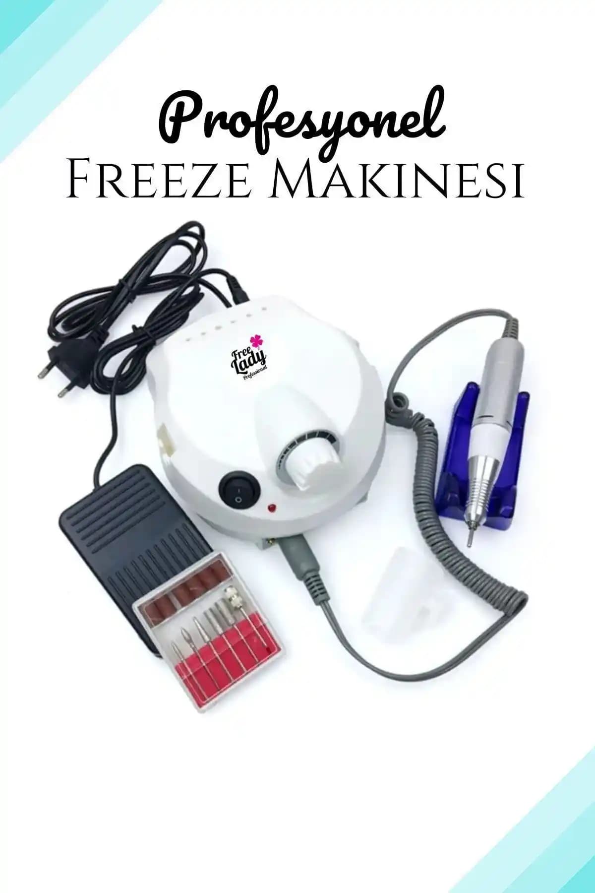 FREELADY Profesyonel Protez Tırnak Freze Törpü Makinesi - Siyah, 35W, 35.000 RPM, Türkiye Üretimi
