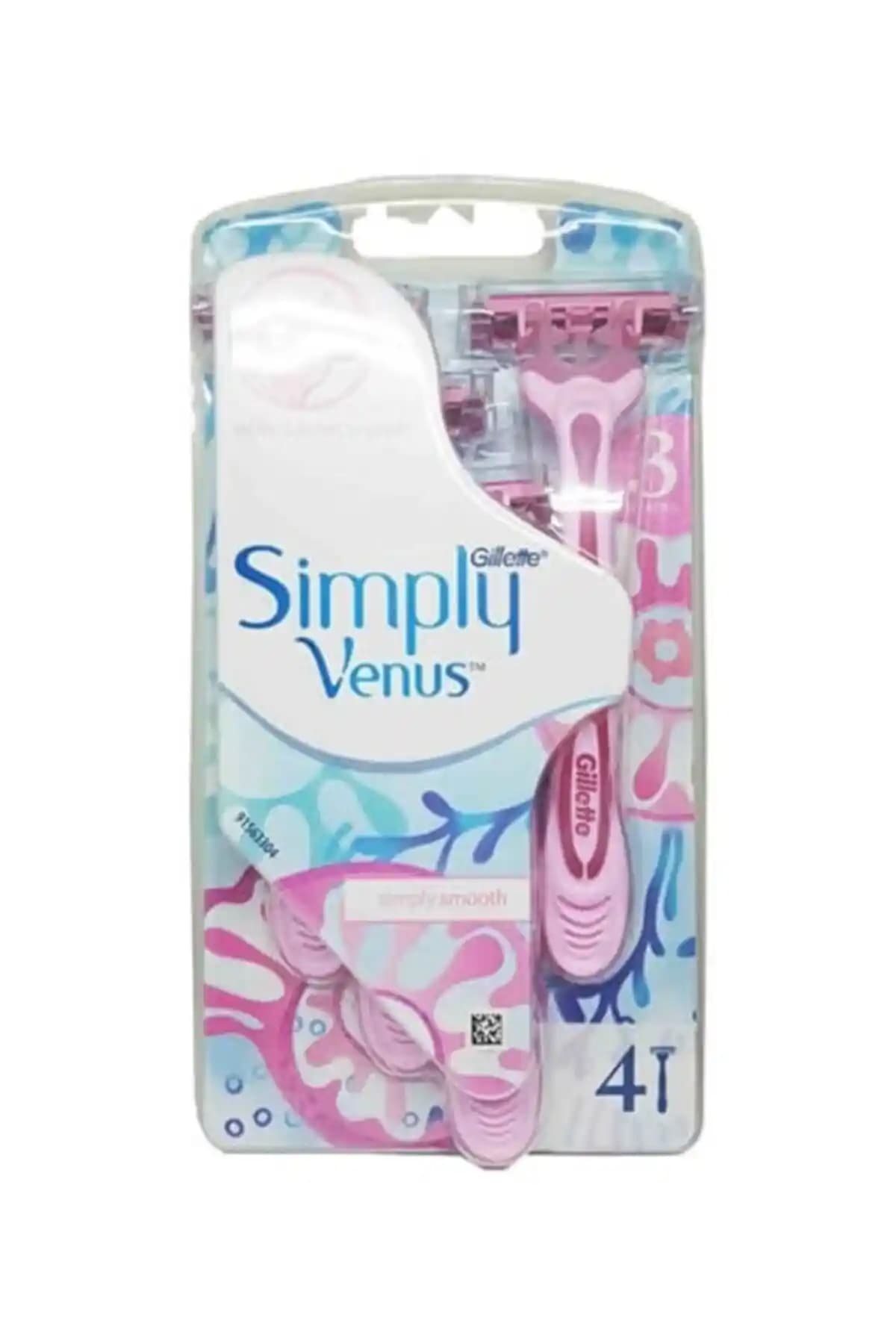 Gillette Venus Simply Venus 3 Kullan At Kadın Tıraş Bıçağı – 4’lü Set, Hızlı Tıraş