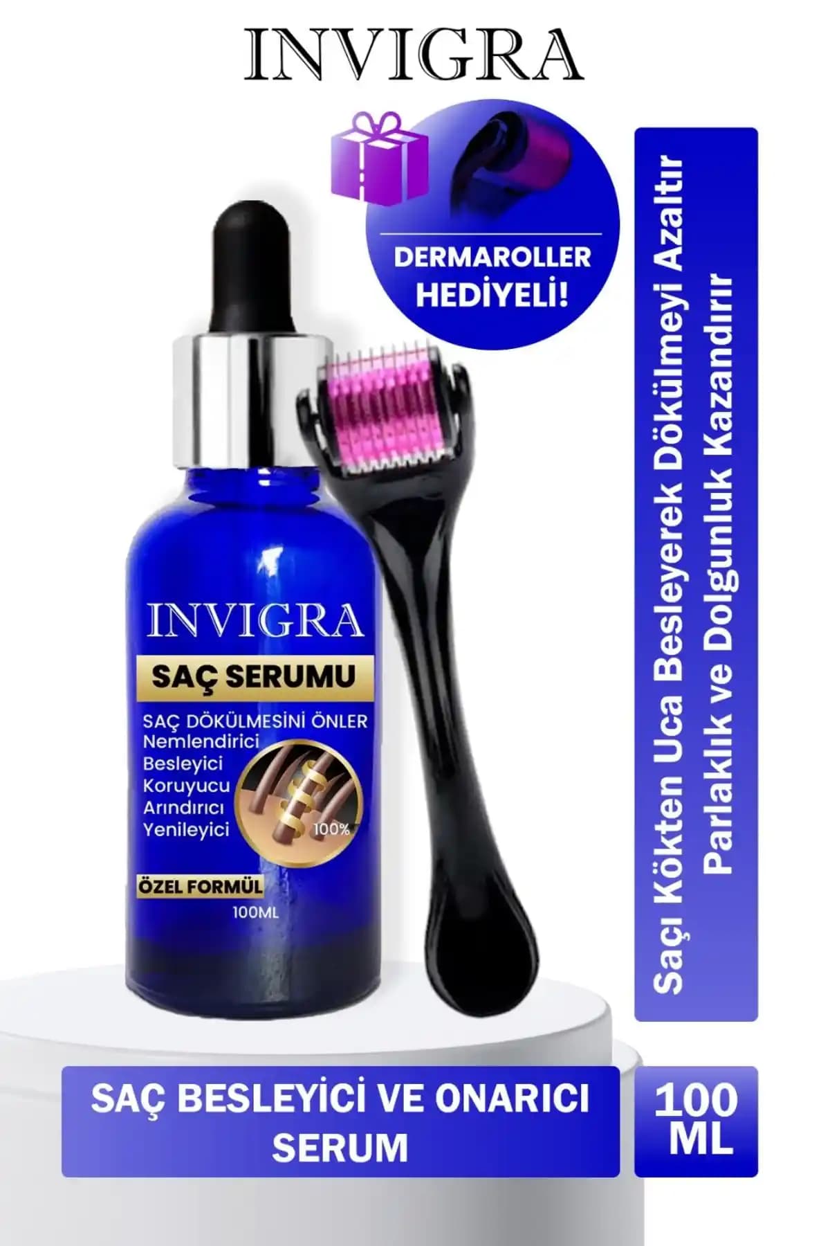 INVIGRA Sarı Su Serum ile Saç ve Sakalda Bakımı: Mikroiğneleme Cihazı Hediyesi