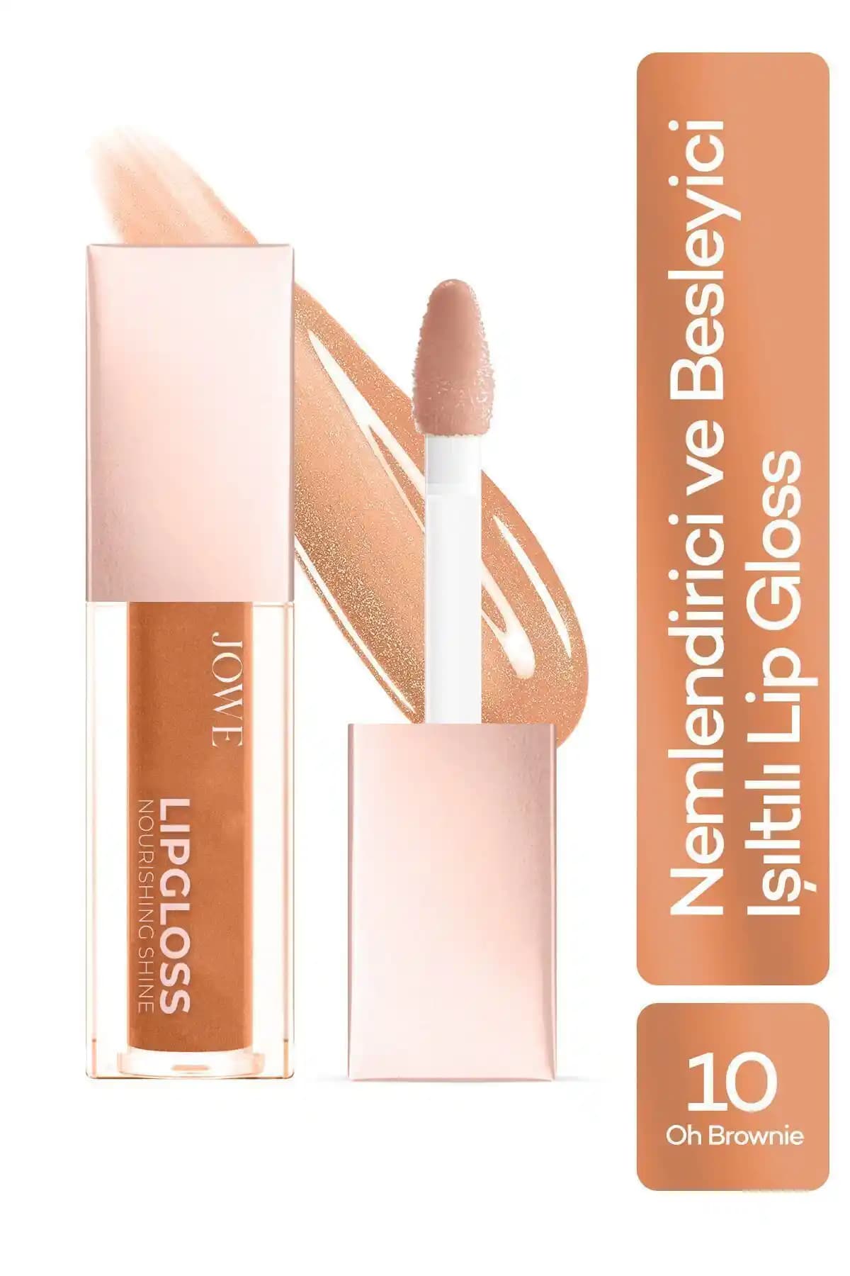 JOWE Nemlendirici Dudak Parlatıcısı 10 Oh Brownie - Bej Tonunda Doğal Işıltı ve Uzun Süre Nem