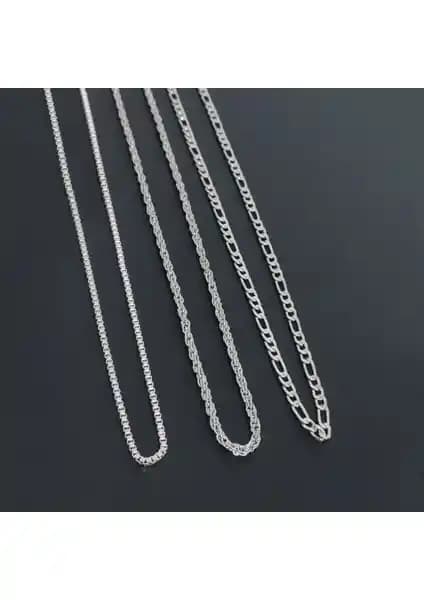 Karşılaştırma: The Collection Gümüş Kaplama Burgu Figaro 3'lü Set ile Triagle Ok Ucu Gümüş Erkek Kolye