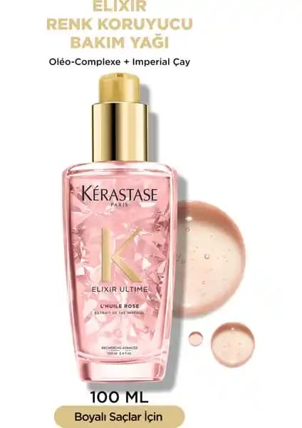 Kerastase Elixir Ultime L'huile Rose: Boya saçlarda renk derinliği ve parlaklık için ısı koruması