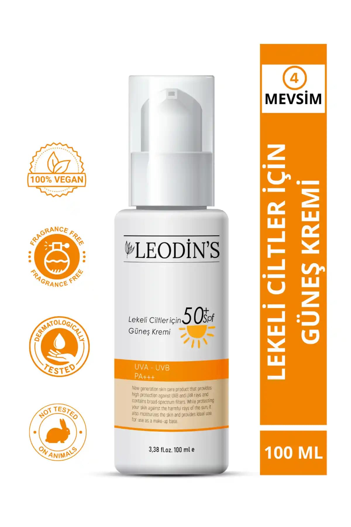 LEODİNS SPF 50 Leke Karşıtı Güneş Kremi: Ton Eşitleyici, Yağsız ve Nemlendirici