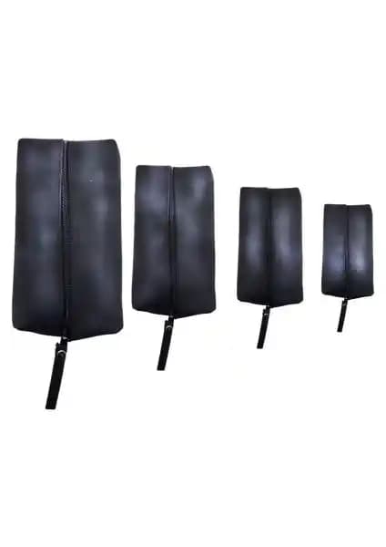 Maqya Kozmetik Siyah Matruşka Deri Çanta Seti 4'lü: Dört Boyutta Düzenli Makyaj Çantası