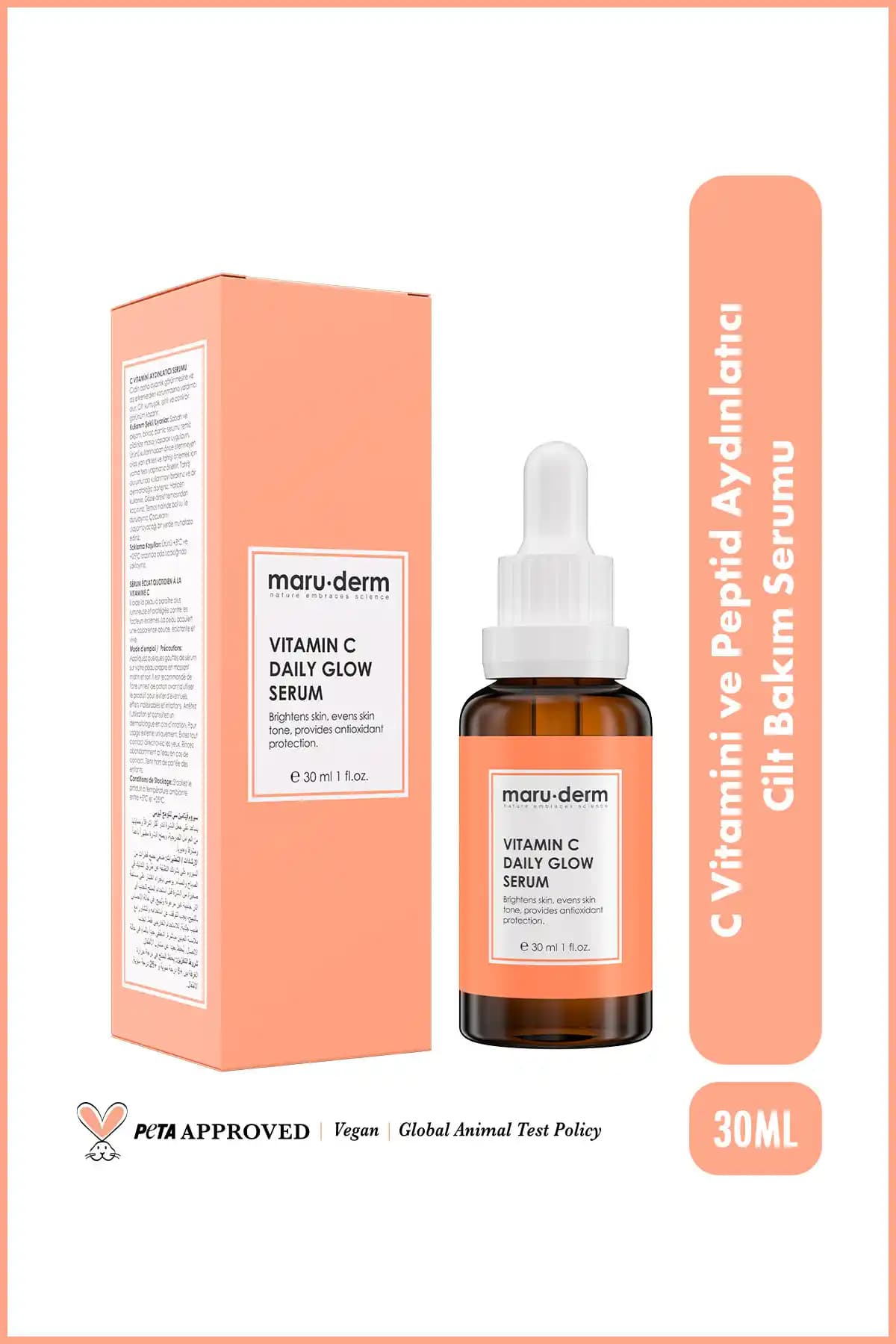 Maru.Derm C Vitamini ve Peptit Aydınlatıcı Serum: Cilt Aydınlığı ve Ton Eşitleme