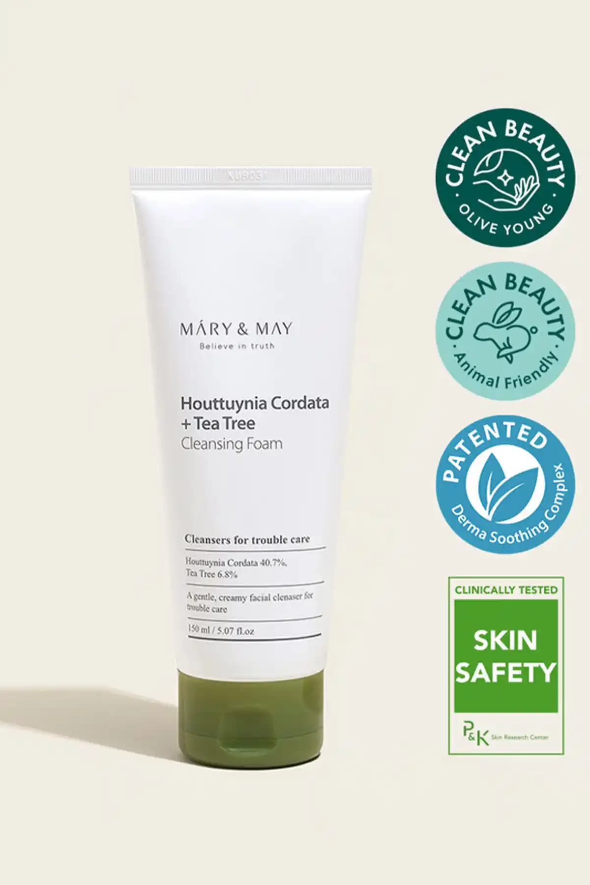 Mary & May Hassas Ciltler İçin Gözenek Karşıtı Temizleme Köpüğü – Houttuynia Cordata Özlü