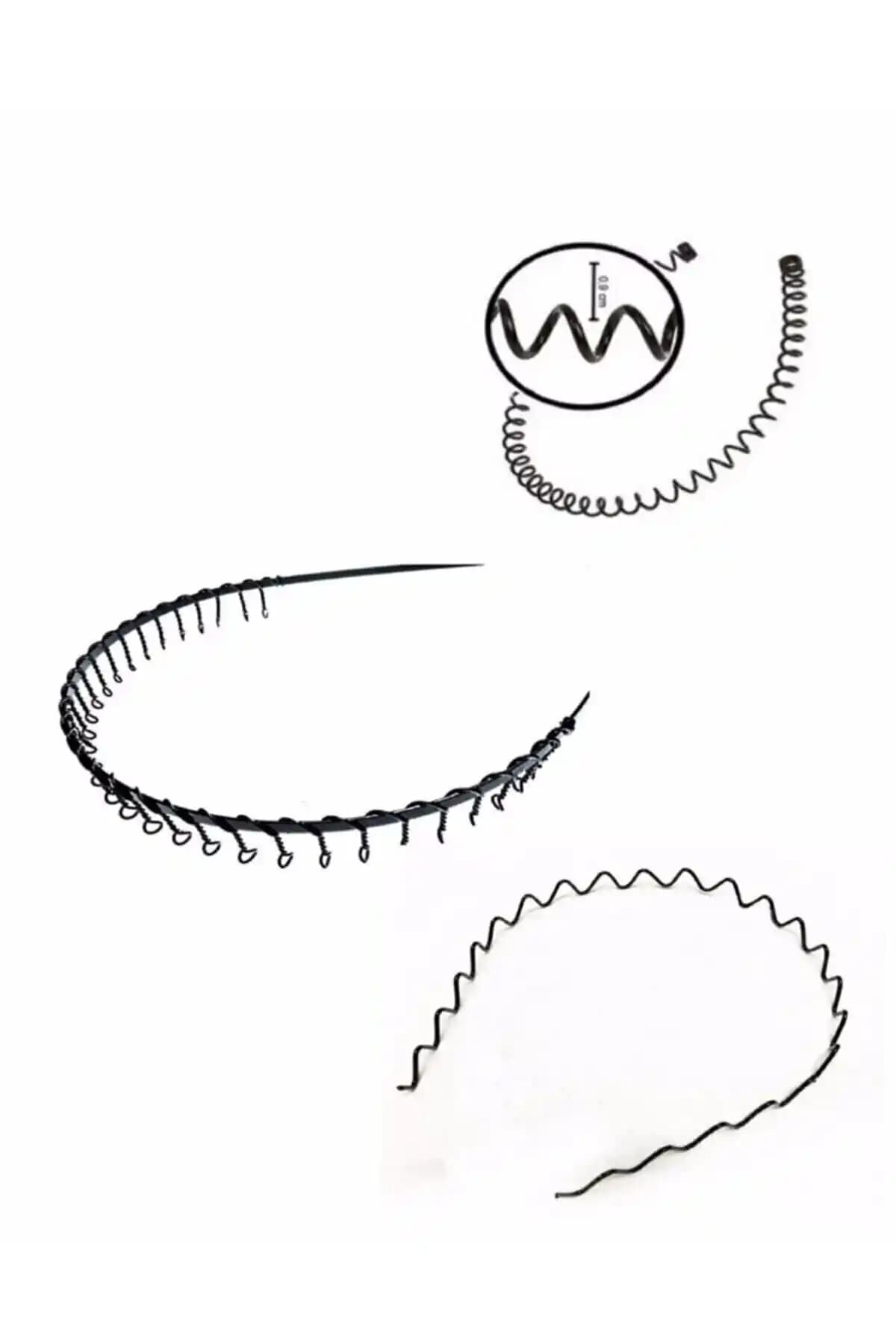 Naz Aksesuar: Sporcu Yaylı Taraklı Zigzag Tel Taç 3'lü Set - Kadın ve Erkek Uyumlu