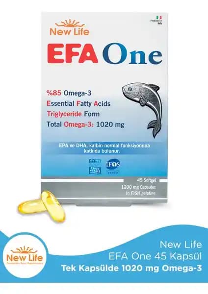 New Life Efa One 45 Kapsül: Yetişkinler İçin Yüksek Yoğunlukta Omega-3 Destekli Balık Yağı